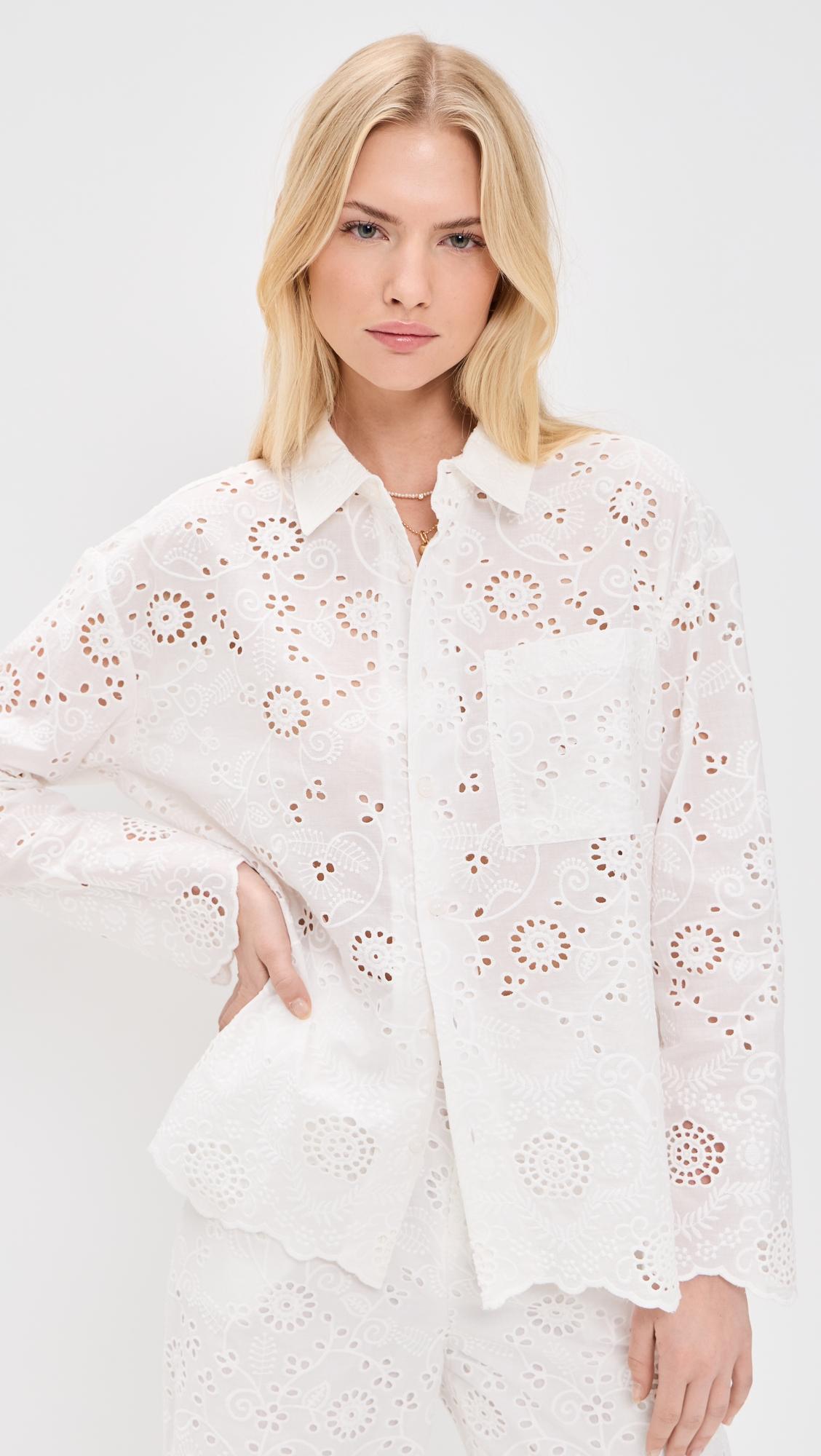 Splendid x @Cellajaneblog Eyelet Button Down by SPLENDID
