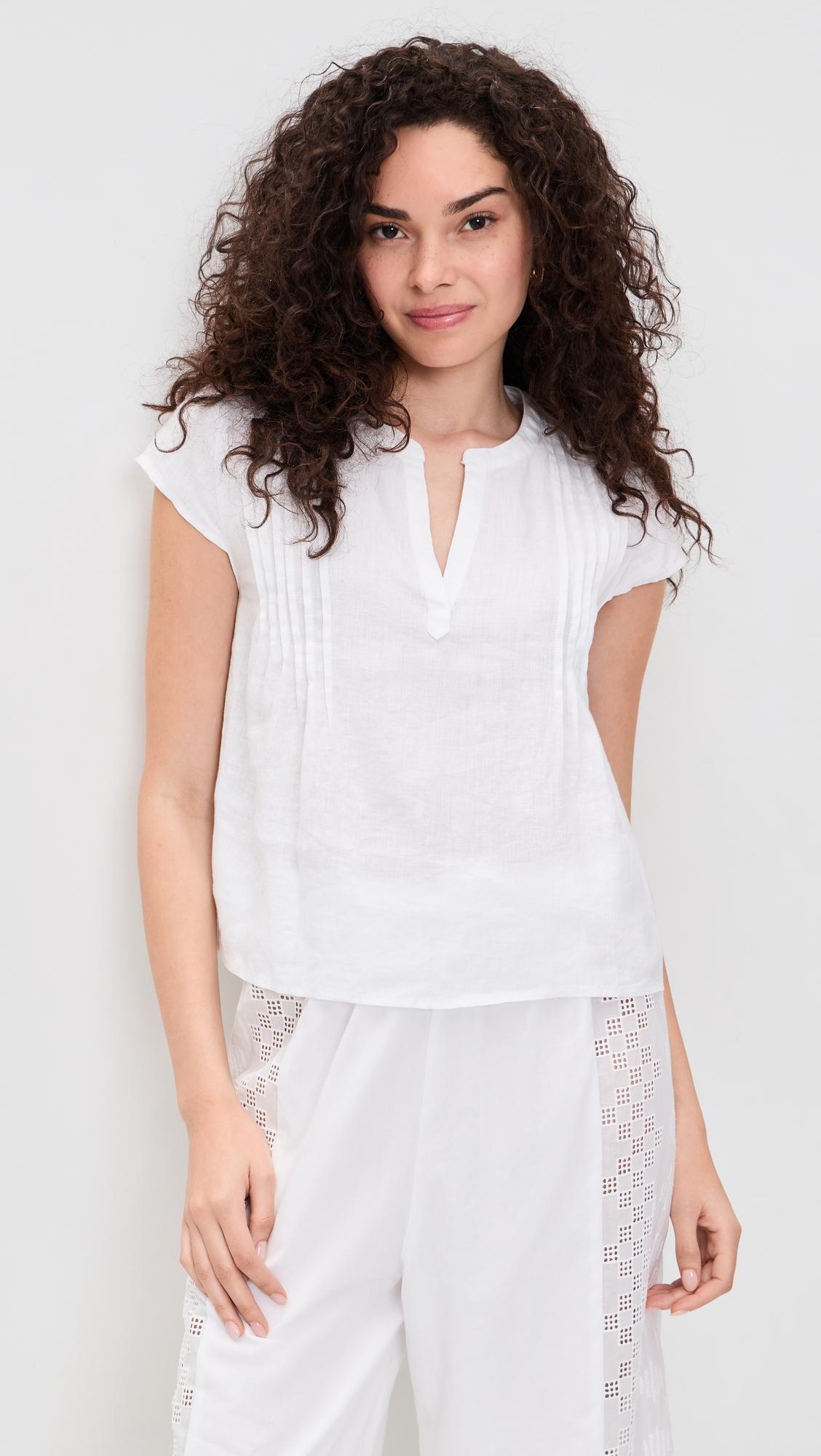 Stella Linen Pintuck Top by SPLENDID