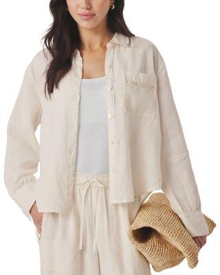 Stella Linen Trim Button Down Shirt by SPLENDID