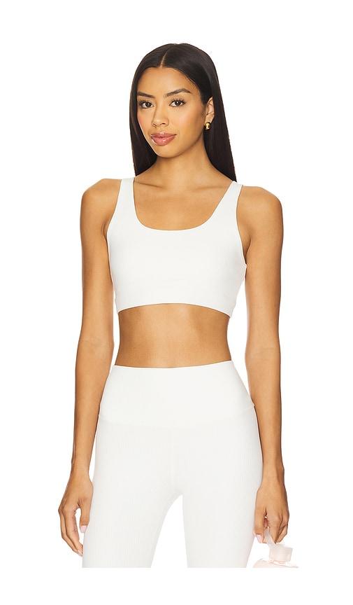 Splits59 Airweight Rib Sports Bra in White by SPLITS59
