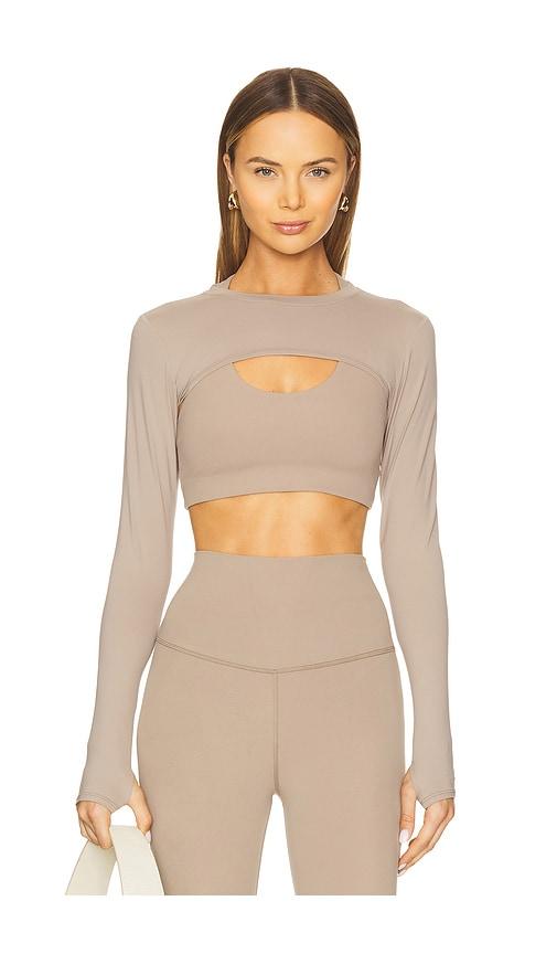 Splits59 Amelia Airweight Lite Shrug in Beige by SPLITS59