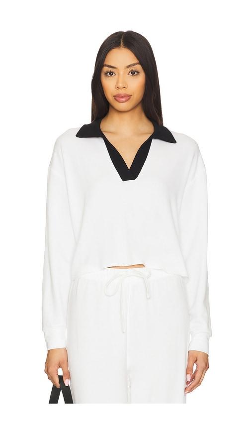 Splits59 Joan Fleece Polo Sweatshirt in White by SPLITS59
