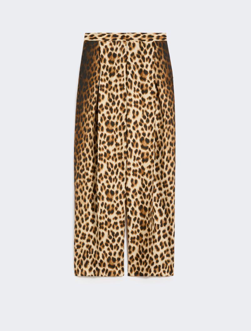 Animal-print pure silk trousers - CAMEL by SPORTMAX