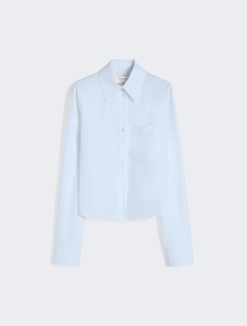 Cotton cropped shirt with pleated back - LIGHT BLUE by SPORTMAX