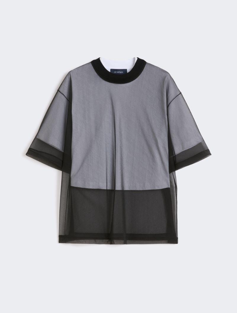 Cotton overlay T-shirt - OPTICAL WHITE by SPORTMAX