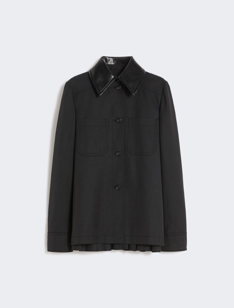 Cotton overshirt with a plissé-pleated back - BLACK by SPORTMAX