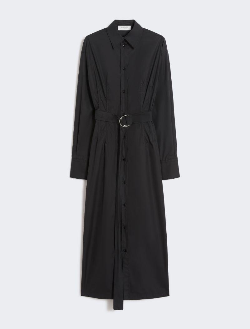 Cotton shirt dress with pleated insert - BLACK by SPORTMAX