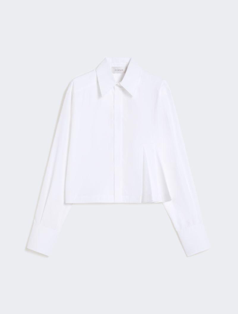 Cropped poplin shirt with asymmetrical pleats - OPTICAL WHITE by SPORTMAX