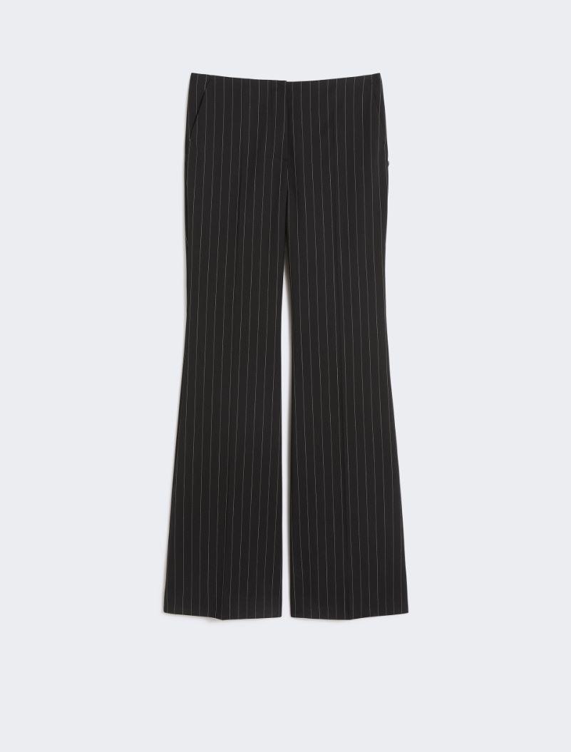 Flared pinstripe wool trousers - BLACK by SPORTMAX