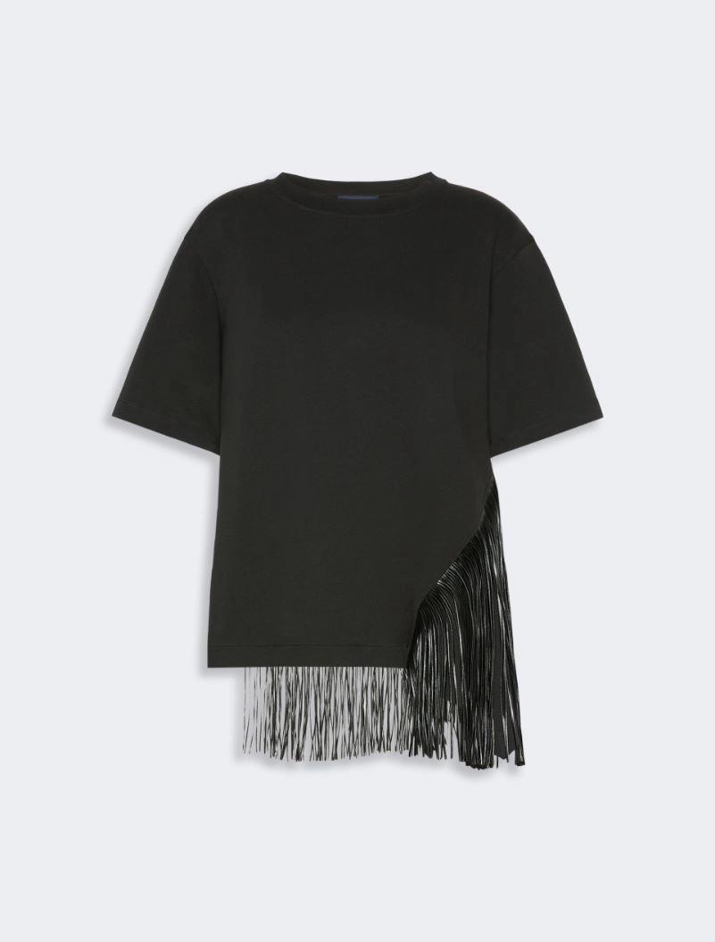 Fringed cotton T-shirt - BLACK by SPORTMAX