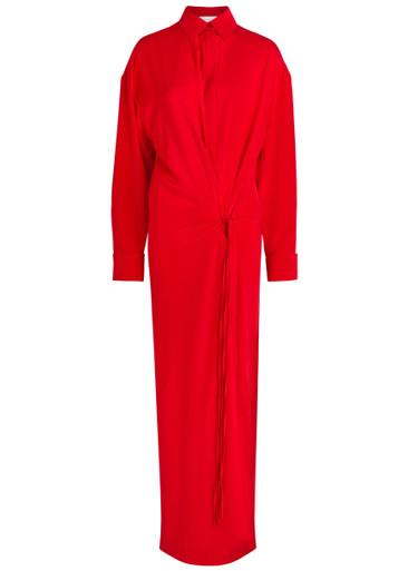 Gathered stretch-silk maxi shirt dress by SPORTMAX