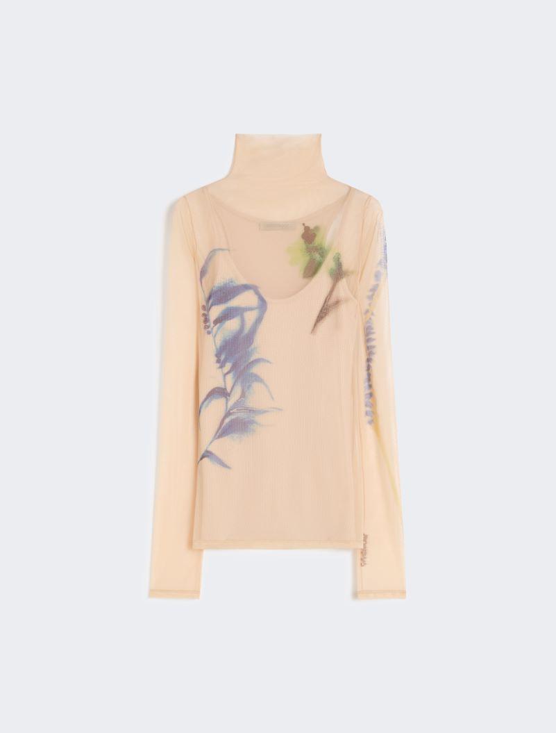 High-neck stretch tulle top - ANTIQUE ROSE by SPORTMAX
