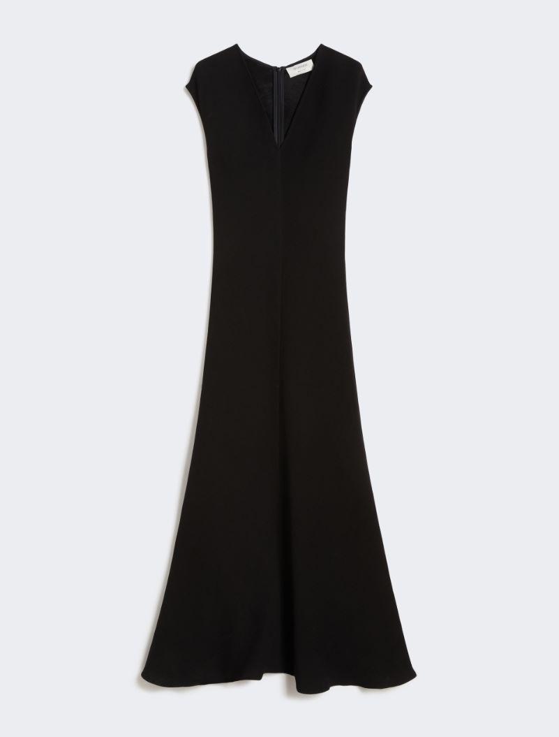 Long dress with V-neck in canneté - BLACK by SPORTMAX