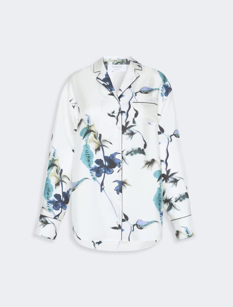 Long printed silk shirt - WHITE by SPORTMAX