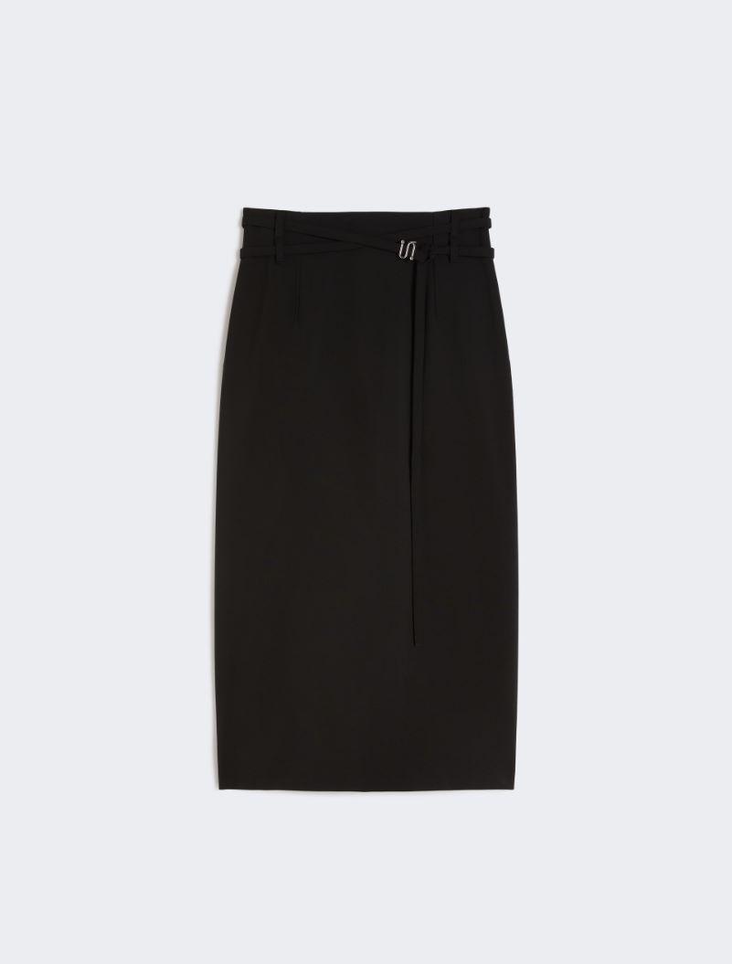 Long wool skirt with belt - BLACK by SPORTMAX