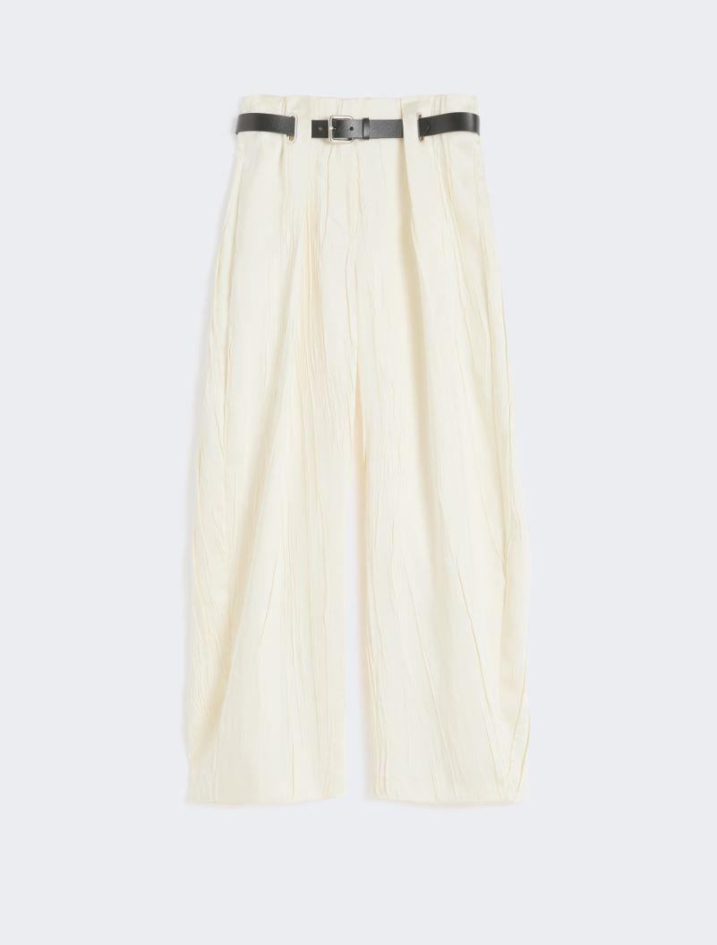 Low-waisted wide trousers in satin - IVORY by SPORTMAX