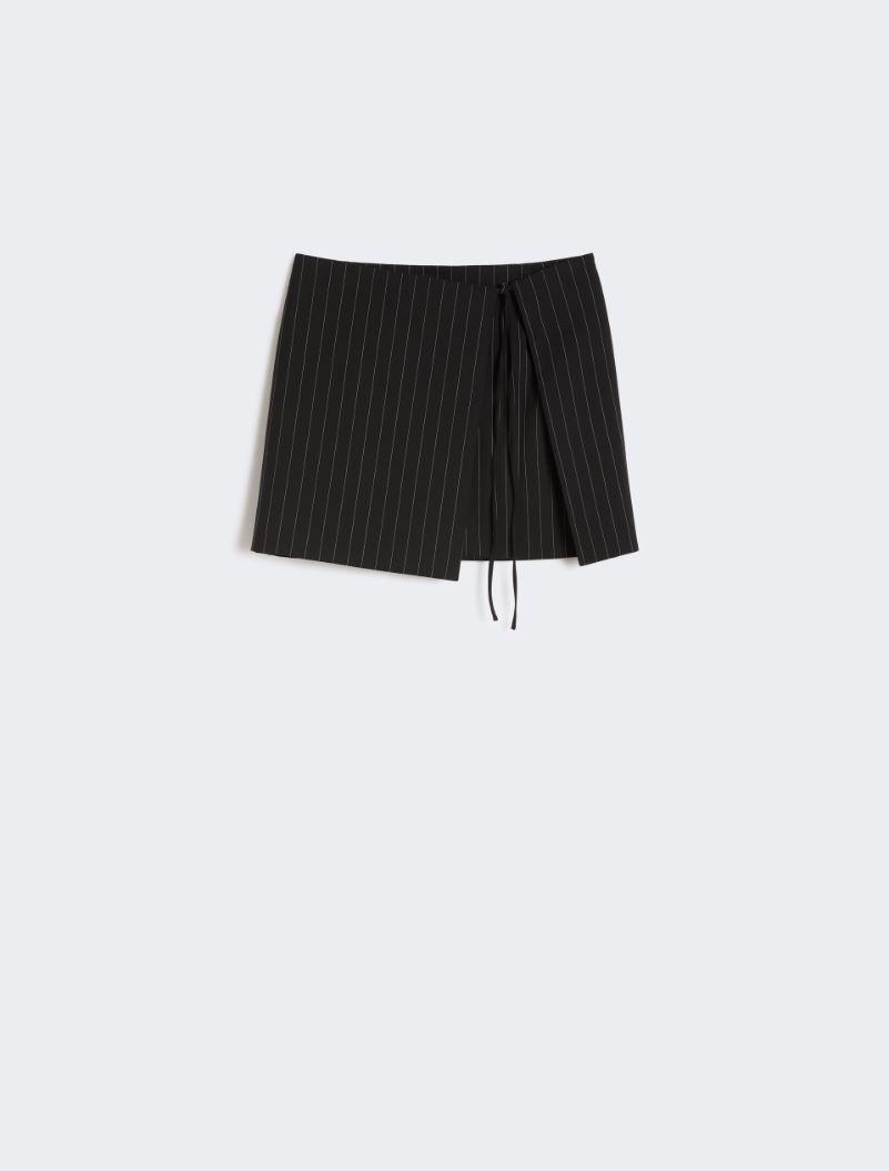 Pinstripe gabardine mini skirt - BLACK by SPORTMAX