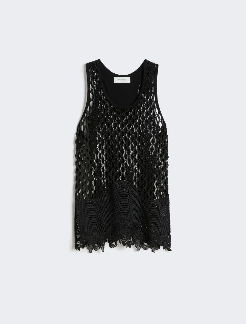 Sequinned mesh top - BLACK by SPORTMAX