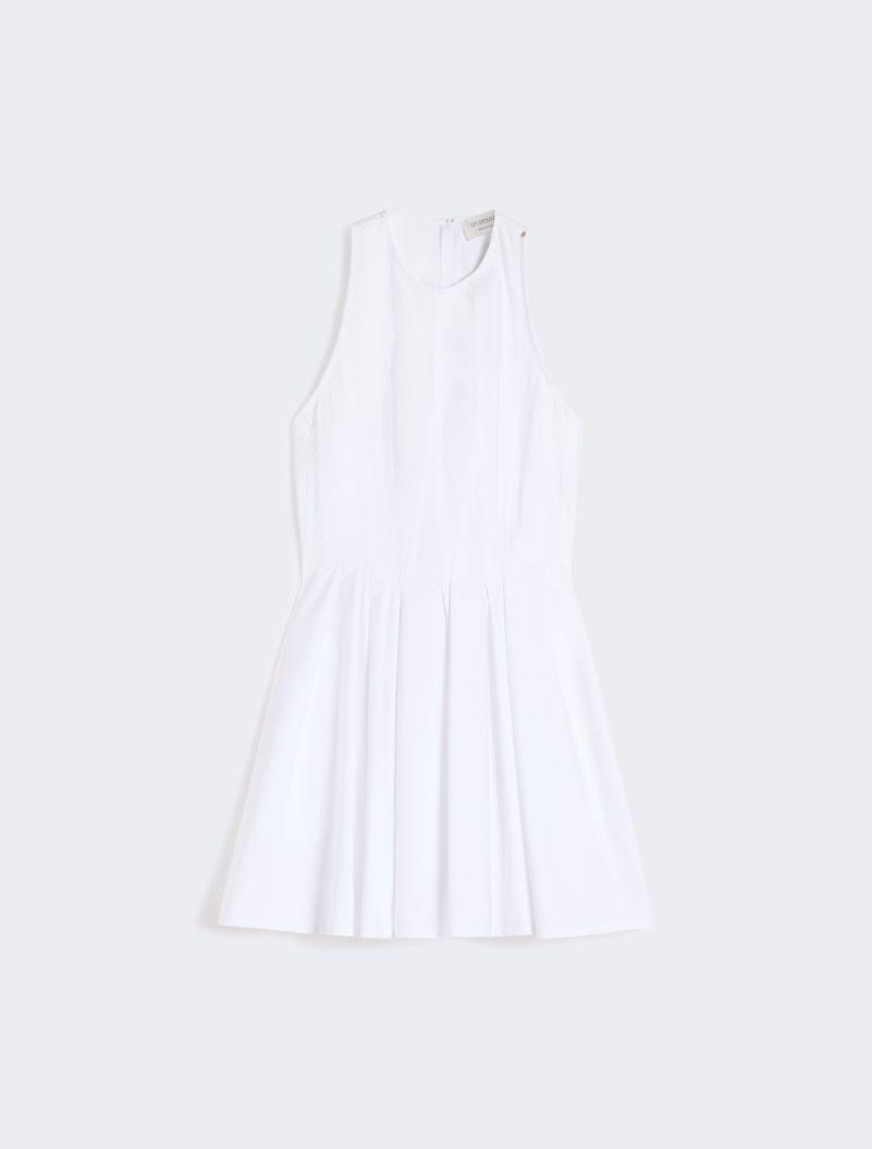 Short sleeveless pure cotton dress - OPTICAL WHITE by SPORTMAX