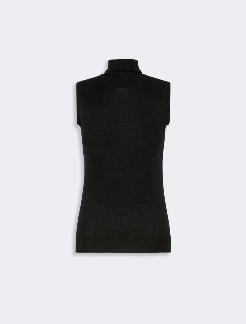 Sleeveless pure wool sweater - BLACK by SPORTMAX
