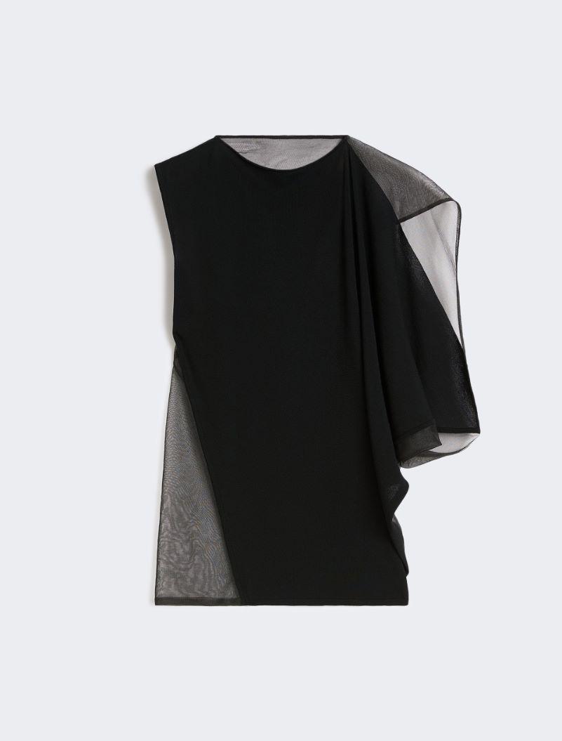 Stretch viscose asymmetrical top - BLACK by SPORTMAX