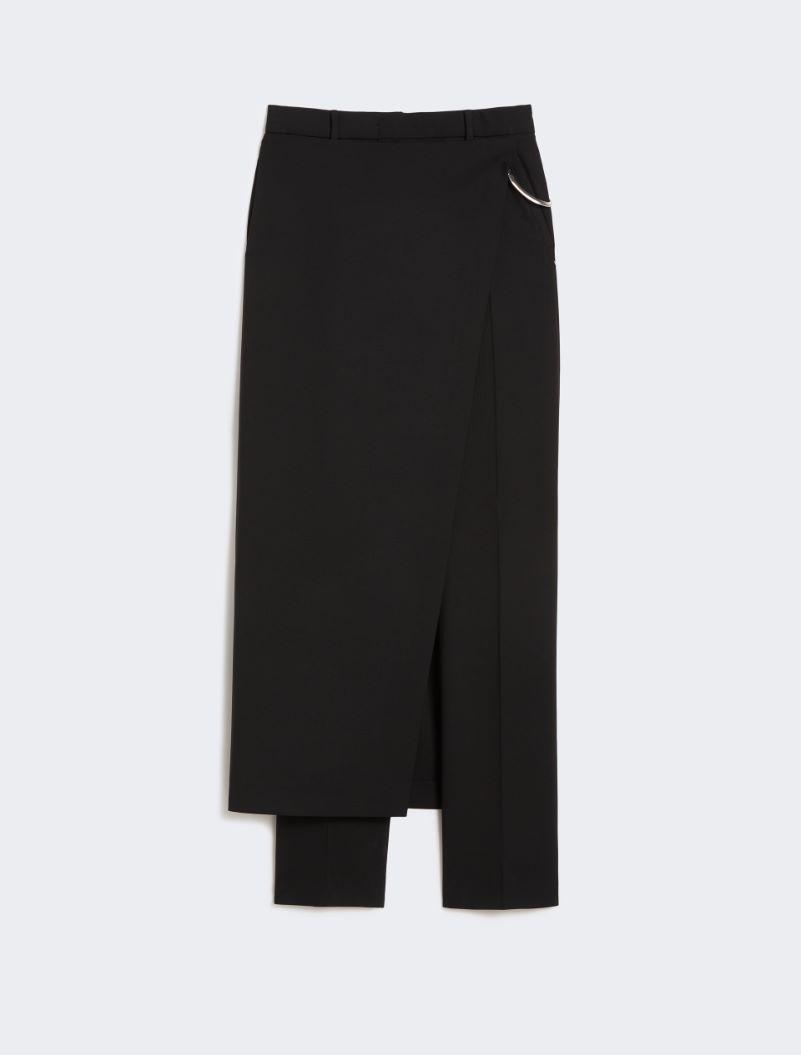 Stretch wool trousers with removable panel - BLACK by SPORTMAX