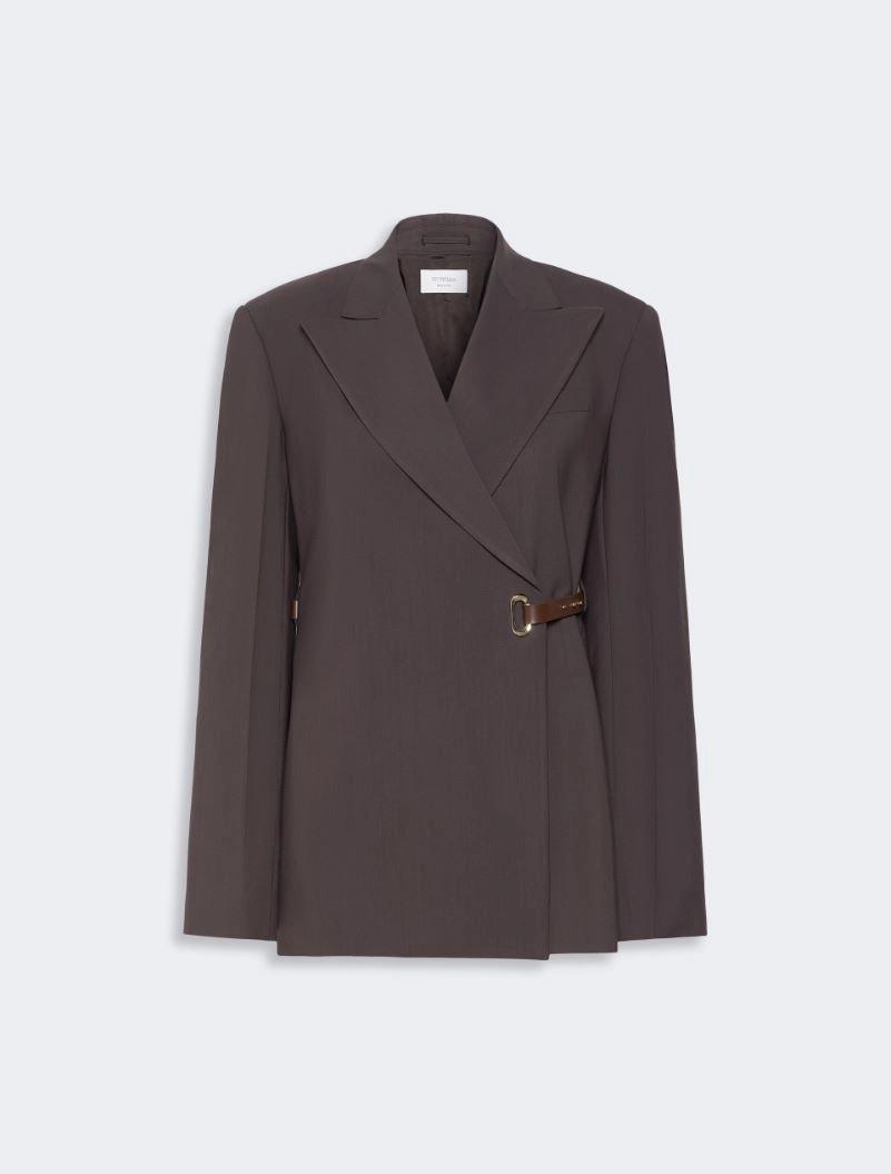 Tailored viscose blazer with leather belt detail - CHOCOLATE by SPORTMAX