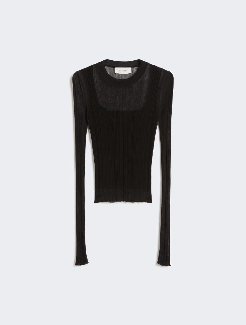 Trompe l'oeil viscose jumper - BLACK by SPORTMAX
