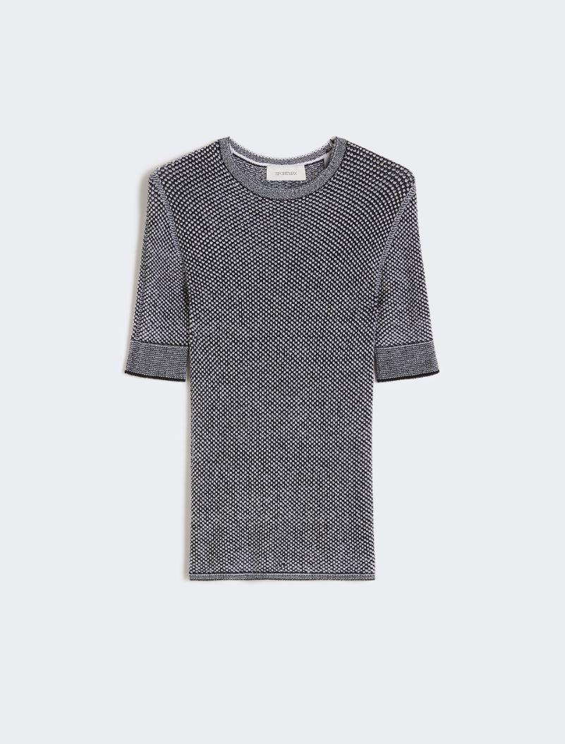 Viscose short-sleeved mesh jumper - WHITE BLACK by SPORTMAX
