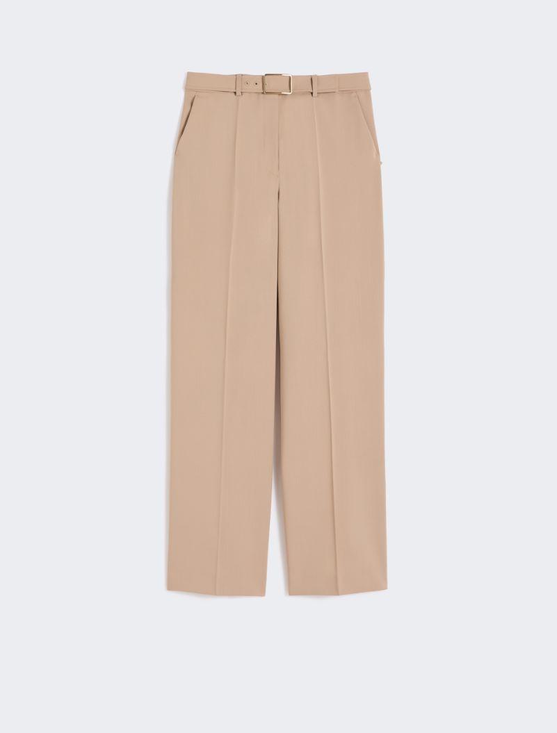 Wide-fit stretch wool gabardine trousers - BEIGE by SPORTMAX
