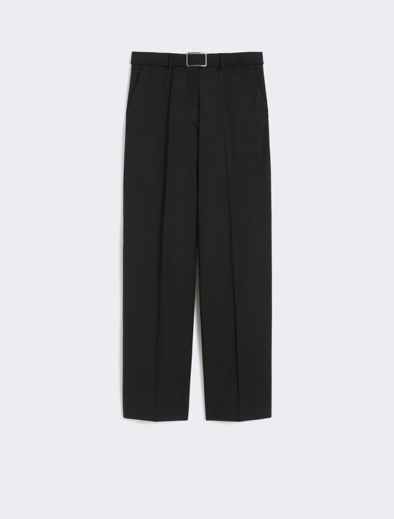 Wide-fit stretch wool gabardine trousers - BLACK by SPORTMAX