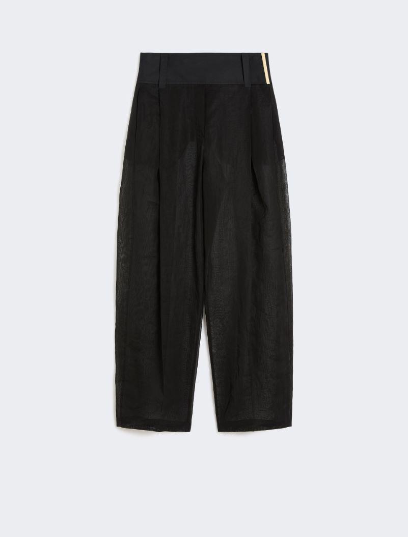 Wide-fit trousers in organza-feel cotton voile - BLACK by SPORTMAX