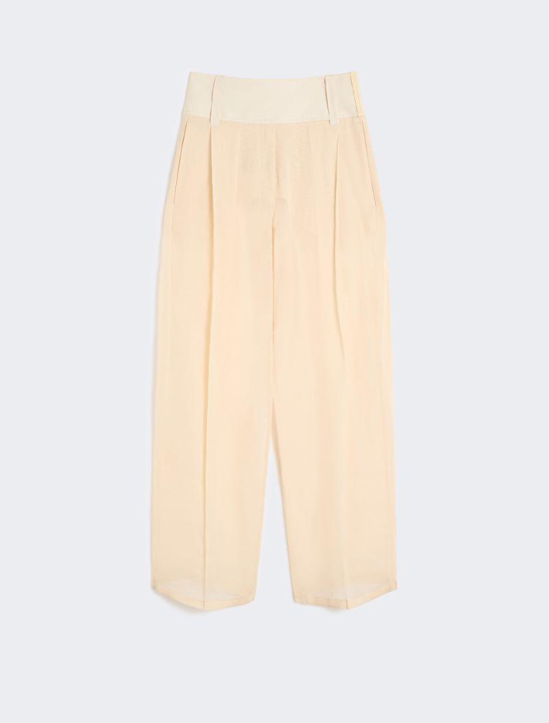 Wide-fit trousers in organza-feel cotton voile - ECRU by SPORTMAX