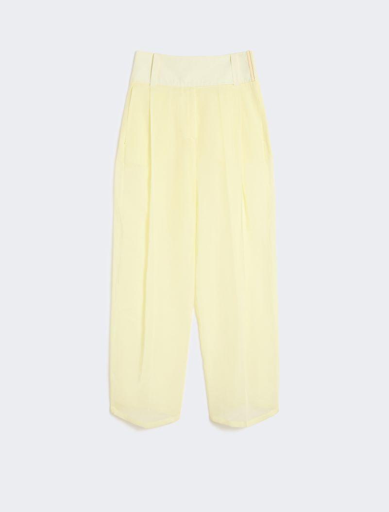 Wide-fit trousers in organza-feel cotton voile - YELLOW by SPORTMAX