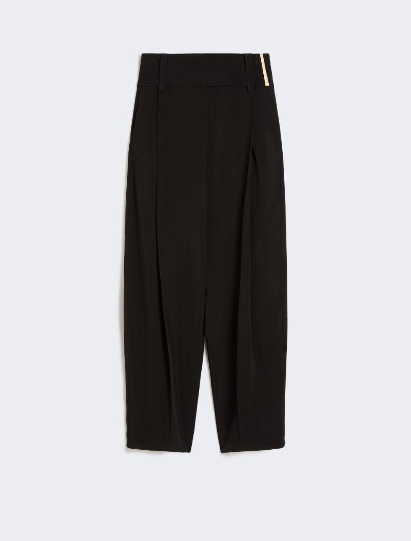 Wide-fit viscose satin trousers - BLACK by SPORTMAX
