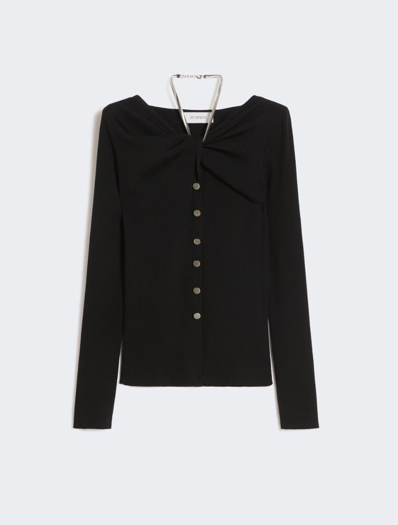 Wool cardigan with chain - BLACK by SPORTMAX