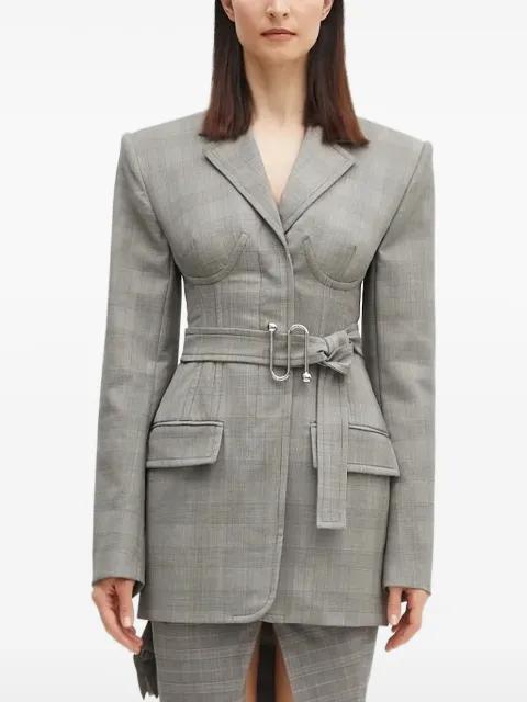 belted check jacket by SPORTMAX