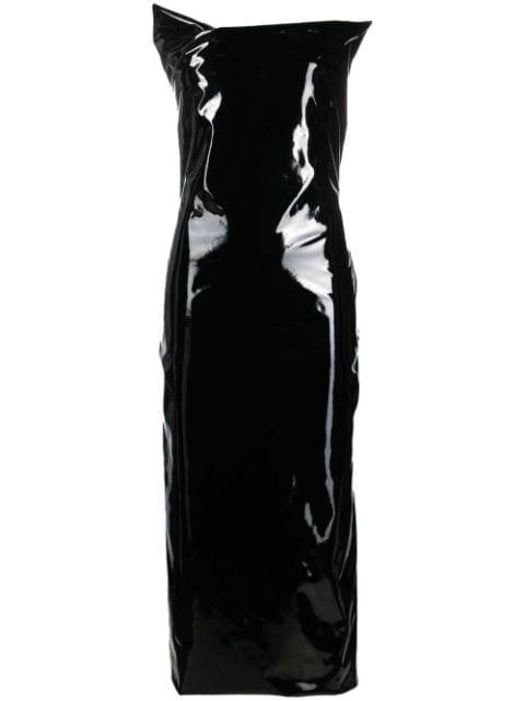 high-shine strapless midi dress by SPORTMAX