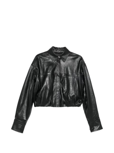 leather cropped jacket by SPORTMAX