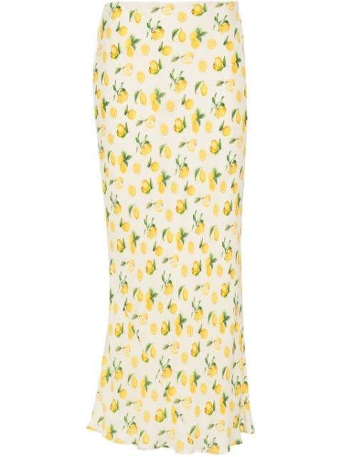 lemon-print silk midi skirt by SPORTMAX