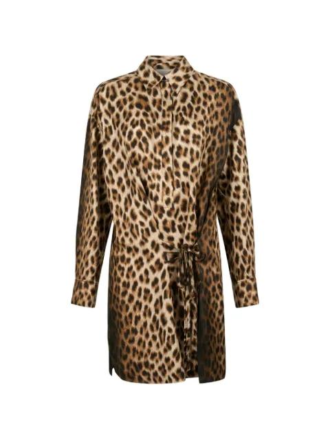 leopard-print silk mini shirt dress by SPORTMAX