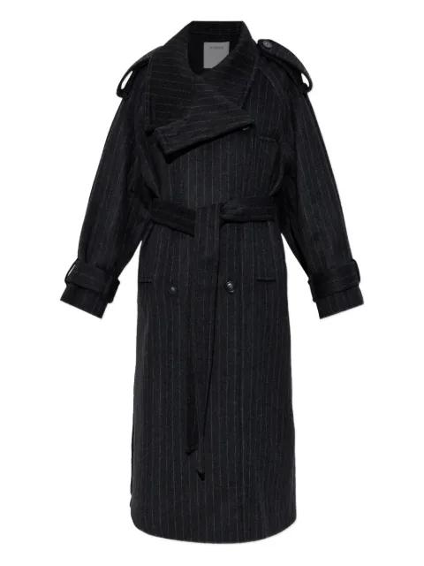 pinstripe-pattern belted coat by SPORTMAX