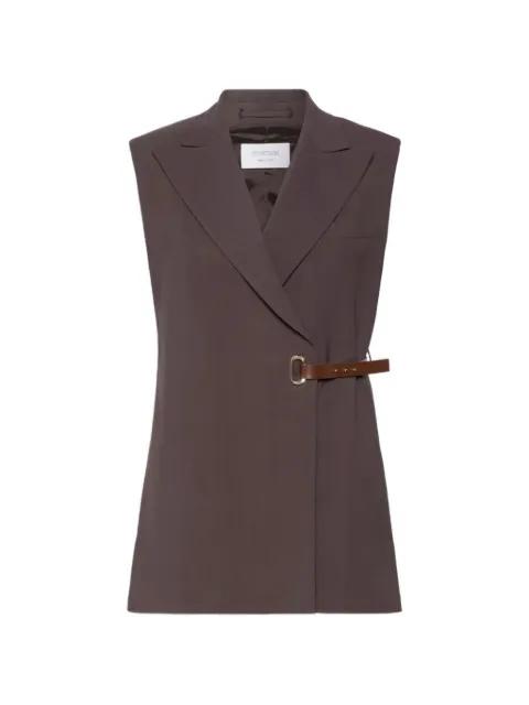 sleeveless stretch viscose blazer - chocolate by SPORTMAX