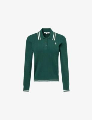 Embroidered-Logo Cable-Knit Polo Jumper by SPORTY&RICH