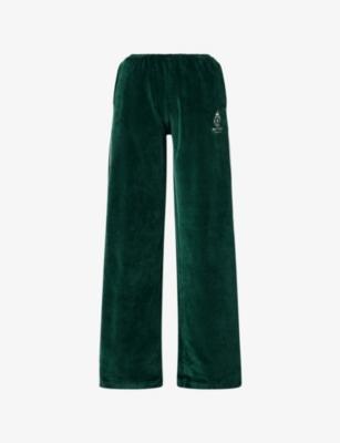 Embroidered-Logo Wide-Leg Cotton-Velour Jogging Bottoms by SPORTY&RICH