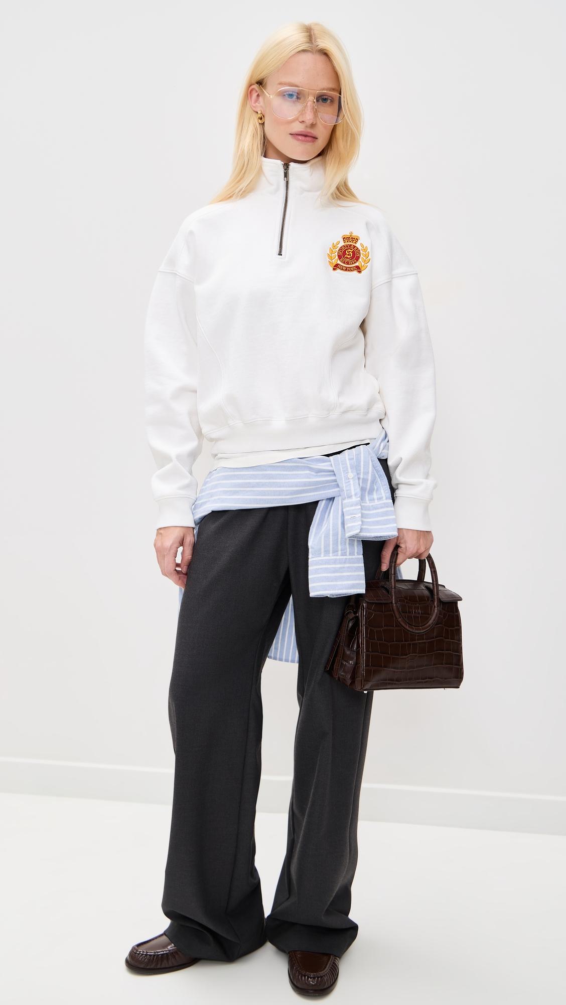 NY Crest Embroidered Quarter Zip by SPORTY&RICH