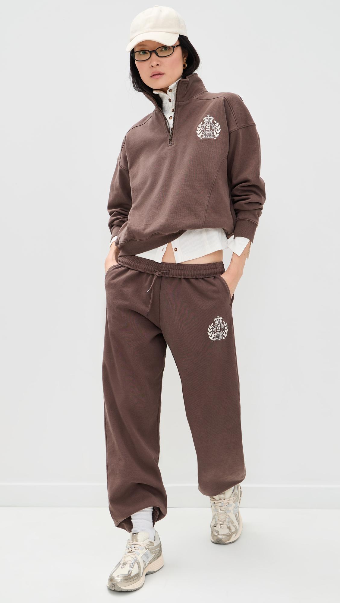 NY Crest Embroidered Wide Sweatpants by SPORTY&RICH