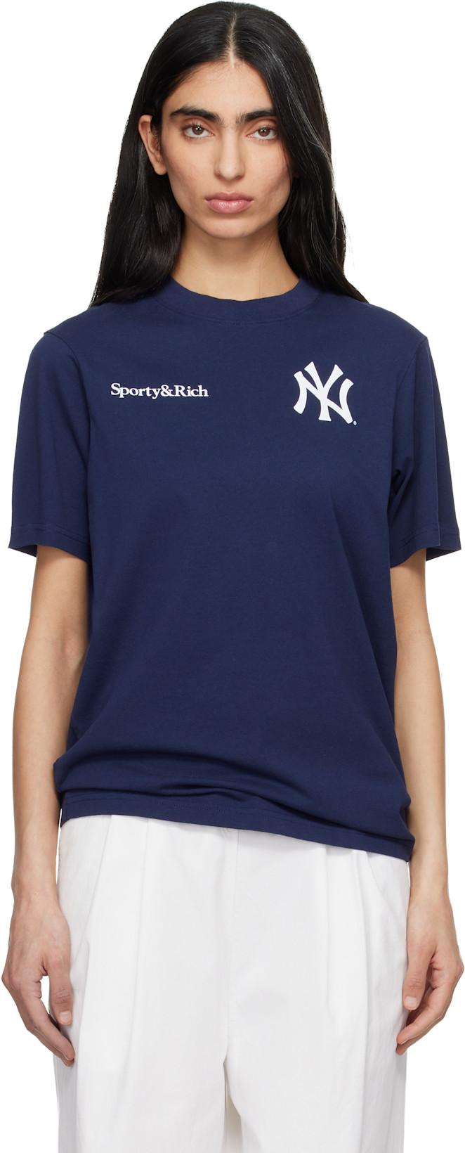 Navy '47 Edition 'Yankees' Curve T-shirt by SPORTY&RICH