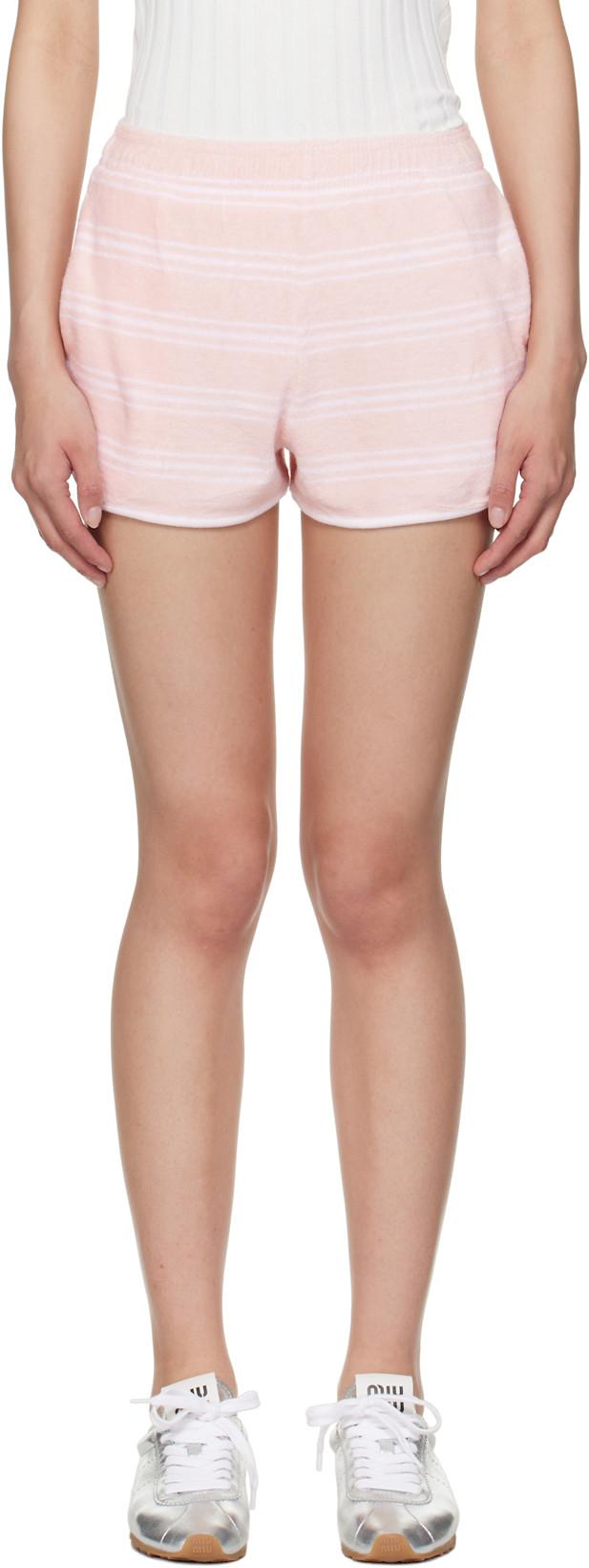 Pink 'SRC' Terry Shorts by SPORTY&RICH