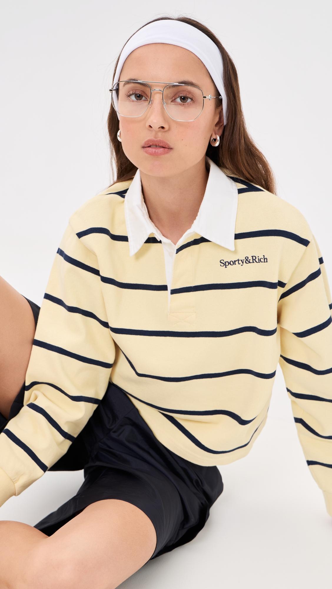 Serif Logo Rugby Polo Top by SPORTY&RICH